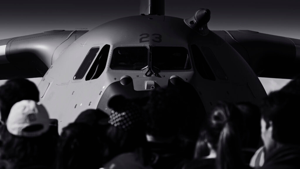 Airbus A400M from the Spanish Air Force surrounded by people at Getafe Air Base