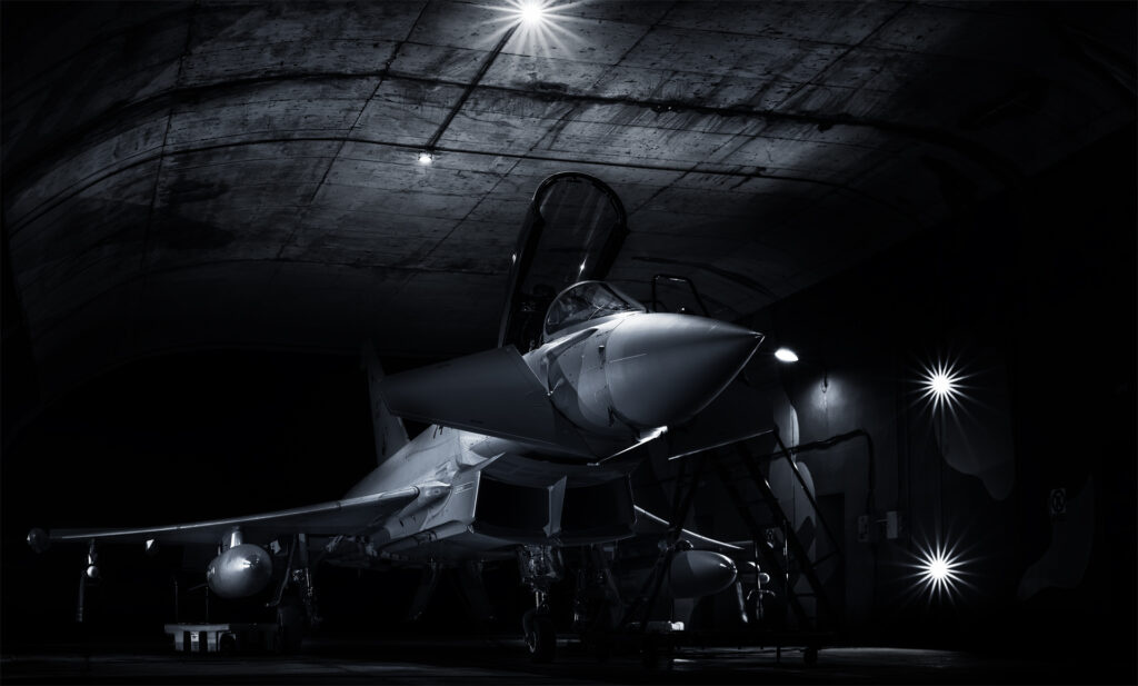 Spanish Air Force Eurofighter Typhoon from Ala 14 as Quick Reaction Aircraft in the night