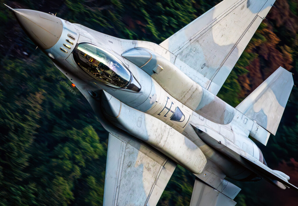 F-16 of the Hellenic Air Force flying low level at Greece