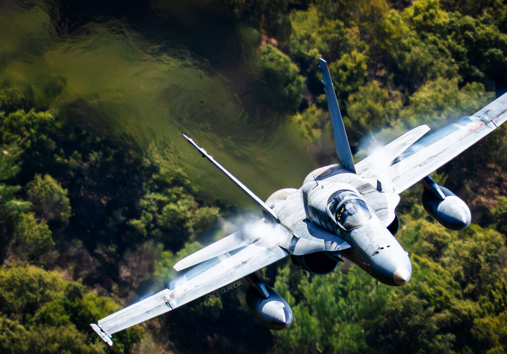 Spanish Air Force F18 flying low through Greece mountains during Iniochos 2025